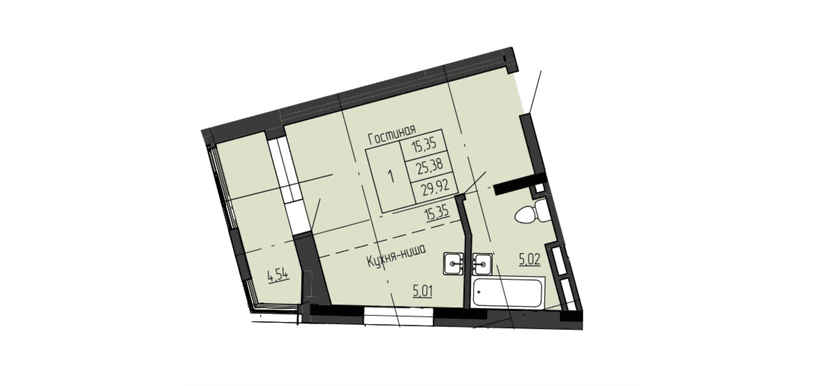 1 комн., 29.92 м²