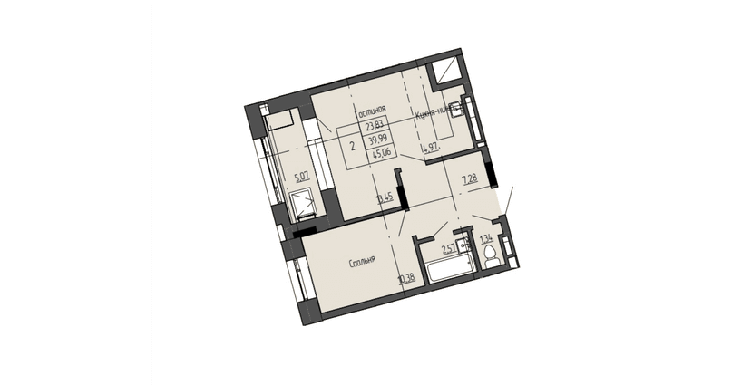 2 комн., 45.06 м²