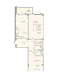 2 комн., 60.52 м²