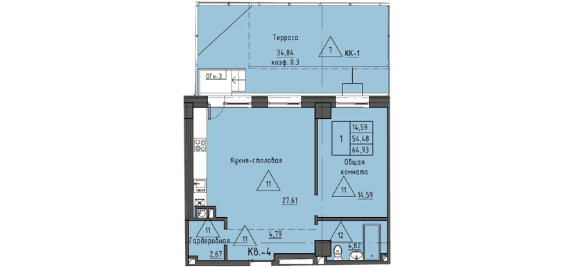 2 комн., 64.93 м²