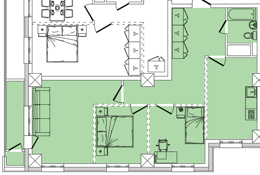 3 комн., 71.70 м²