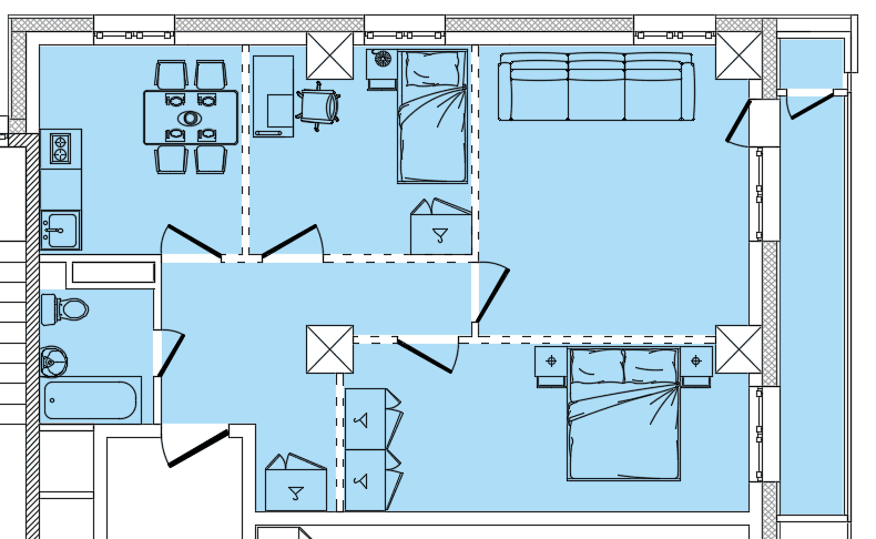 3 комн., 69.10 м²