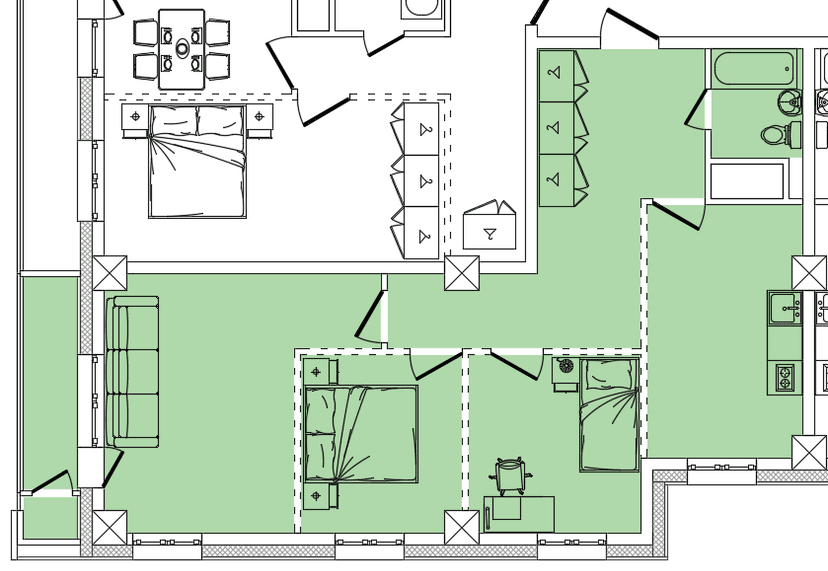 3 комн., 72.10 м²