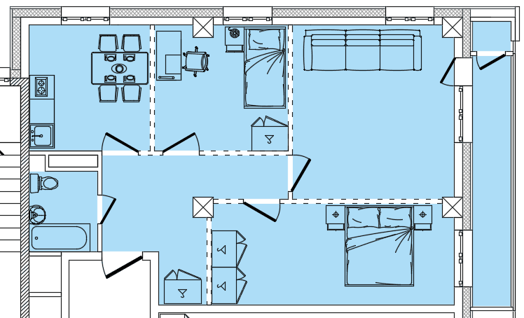 3 комн., 69.90 м²