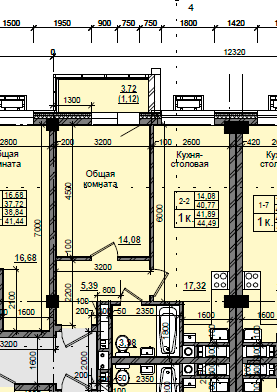 1 комн., 41.89 м²