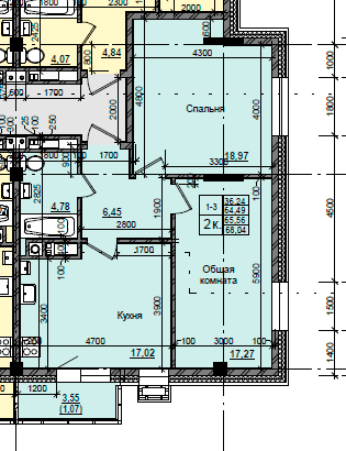 2 комн., 65.56 м²