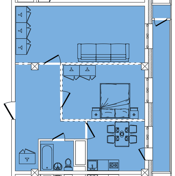 2 комн., 70.30 м²