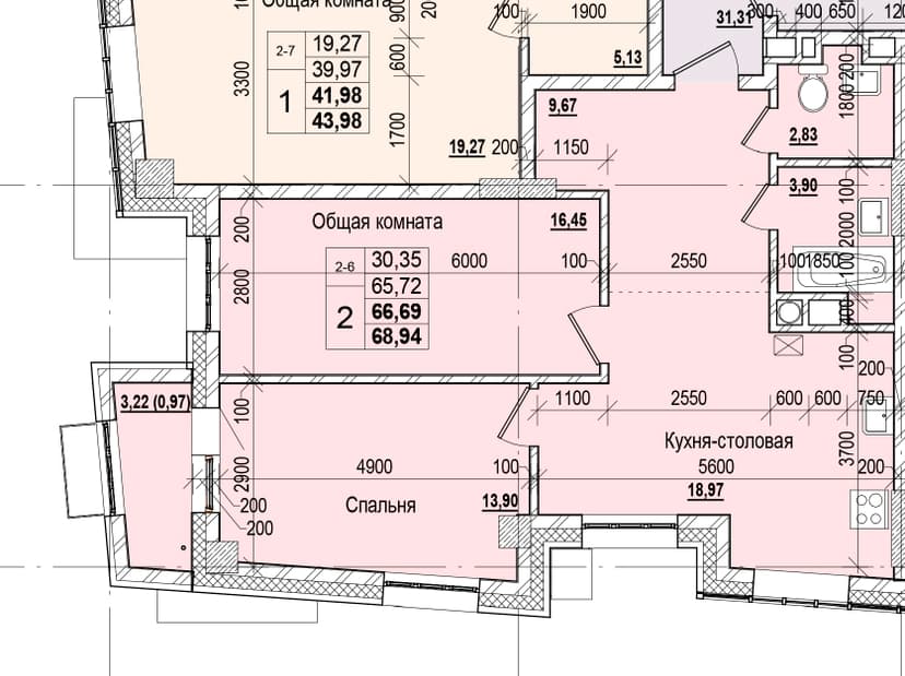 2 комн., 66.69 м²