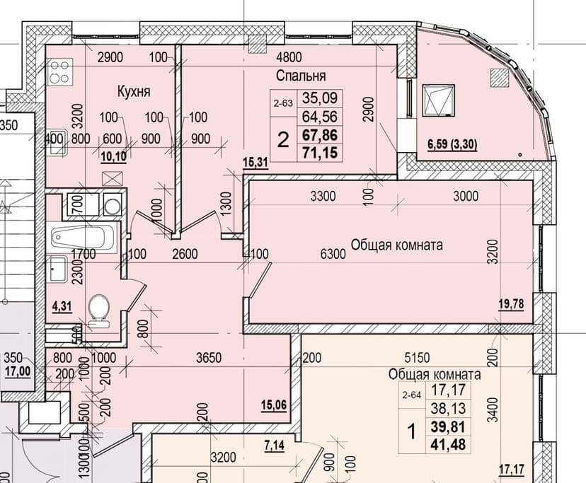 2 комн., 67.86 м²