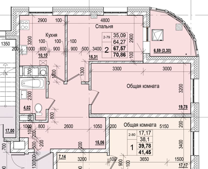 2 комн., 67.57 м²