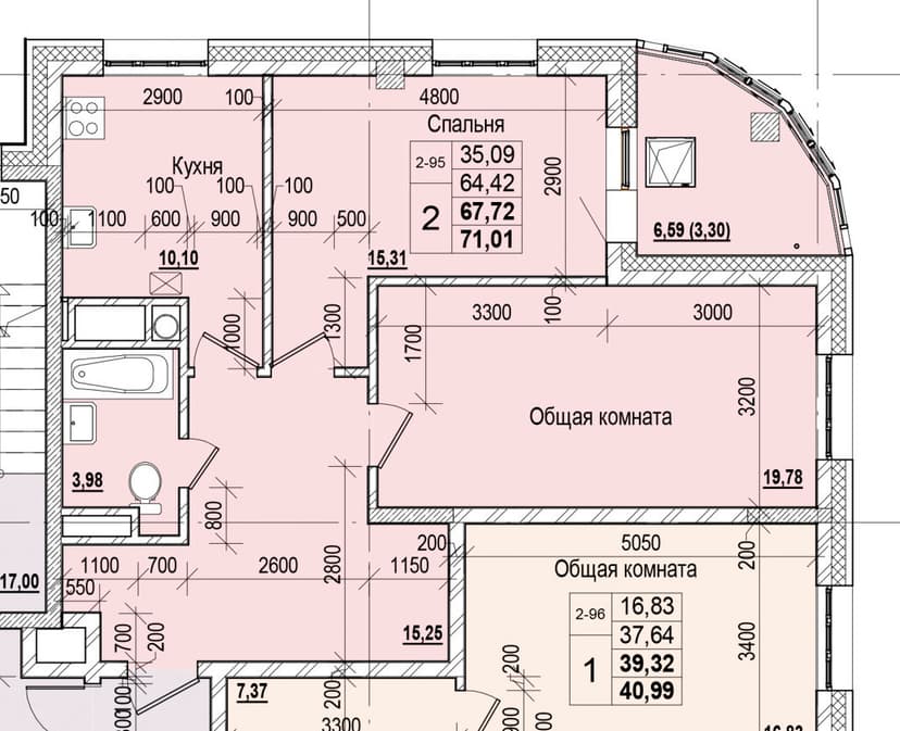 2 комн., 67.72 м²