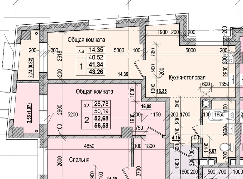 1 комн., 41.34 м²