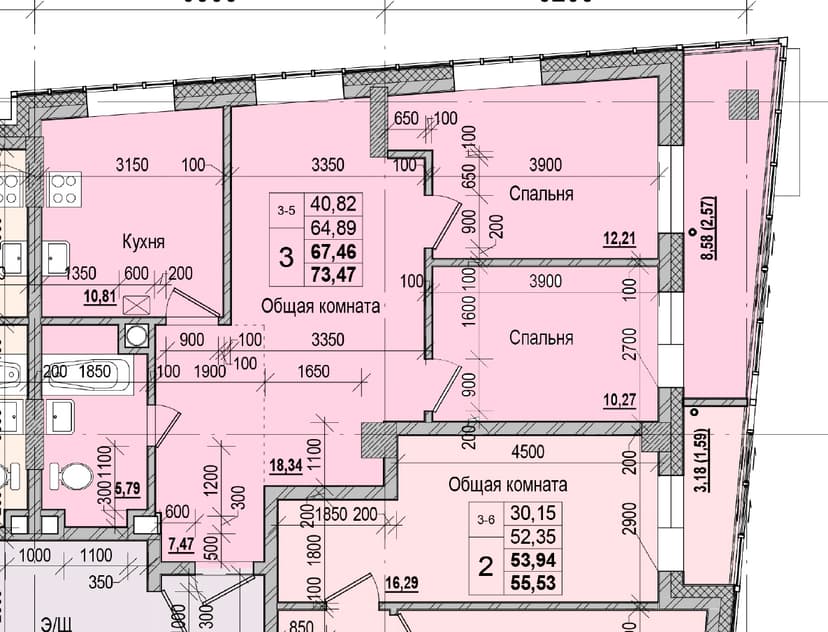 3 комн., 67.46 м²