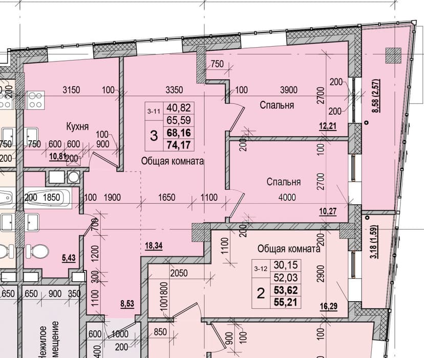 3 комн., 68.16 м²