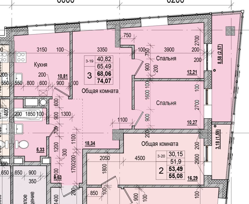 3 комн., 68.06 м²