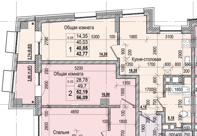 1 комн., 40.85 м²