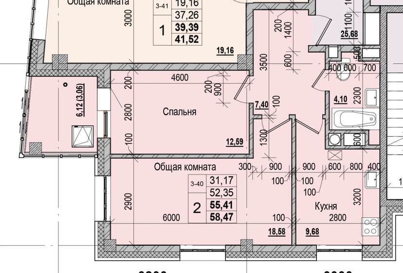 2 комн., 55.41 м²