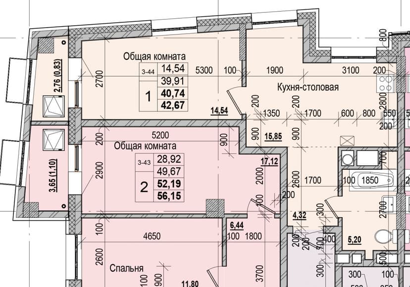 1 комн., 40.74 м²