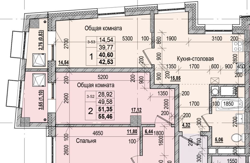 1 комн., 40.60 м²
