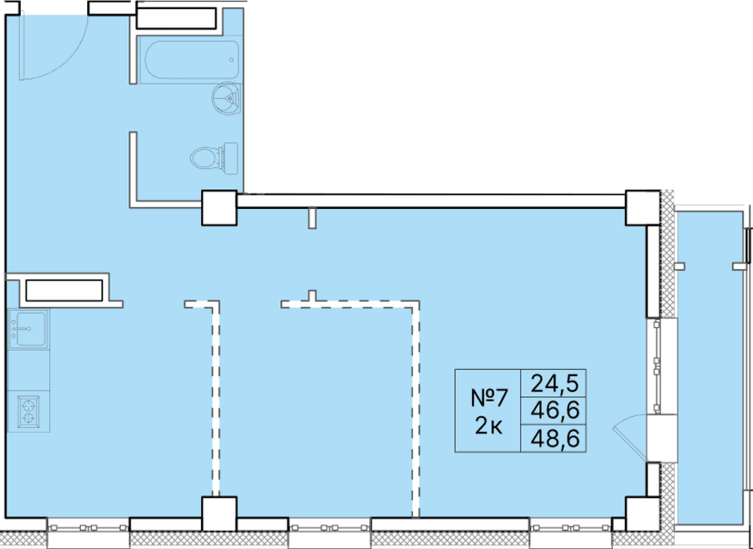 2 комн., 48.60 м²
