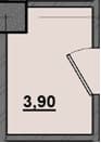 1 комн., 3.90 м²