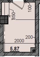 1 комн., 5.87 м²