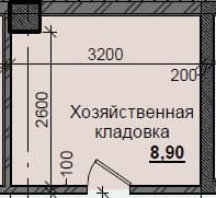 1 комн., 8.90 м²