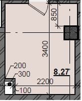 1 комн., 8.27 м²