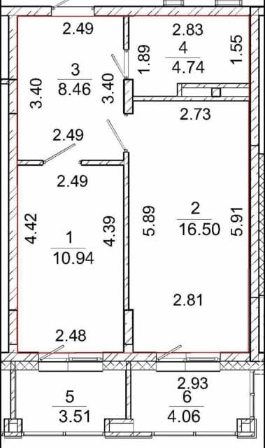 1 комн., 40 м², Монолитно-каркасный, Звездный