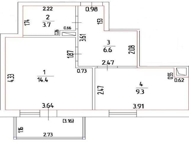 1 комн., 37 м², Монолитно-каркасный, Дом быта