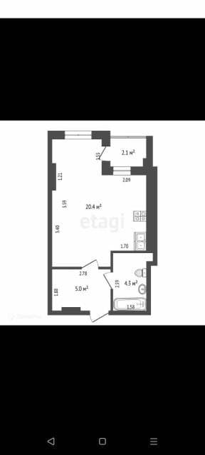 Студия, 30 м², Монолитно-каркасный, Авиапорт