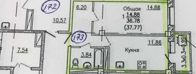 1 комн., 40 м², Монолитно-каркасный, 203 мкрн.