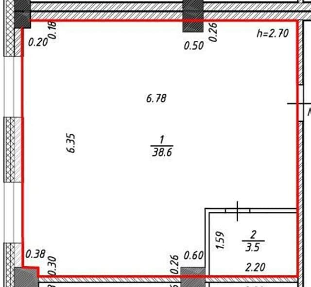 1 комн., 42 м², Инд. планировка, Автодорожная 6