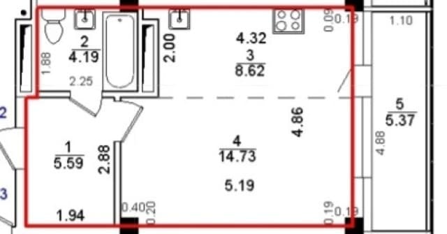 1 комн., 38 м², Монолитно-каркасный, 203 мкрн. 8