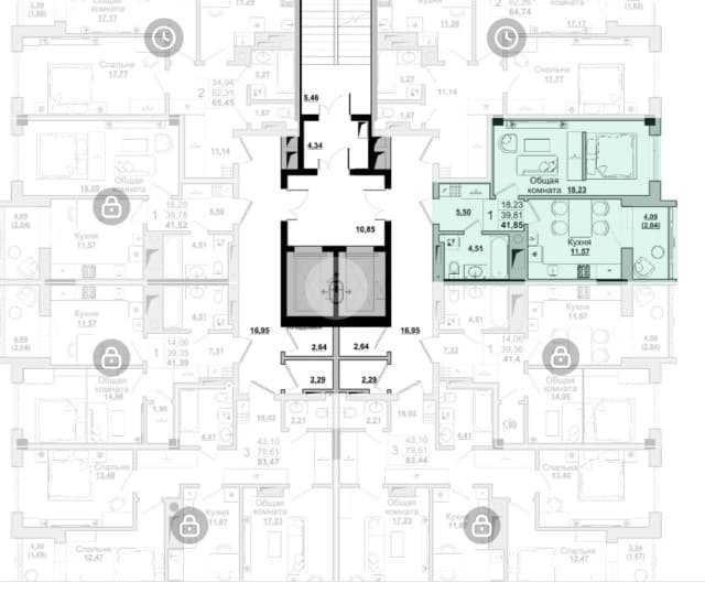 1 комн., 42 м², Монолитно-каркасный, Прометей, ЖК 5