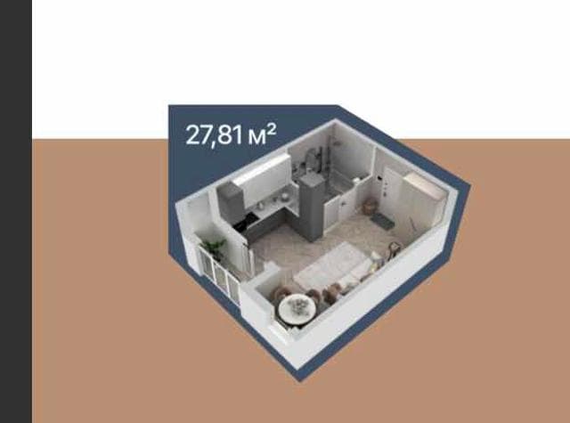 Студия, 28 м², Инд. планировка, Другие районы 19