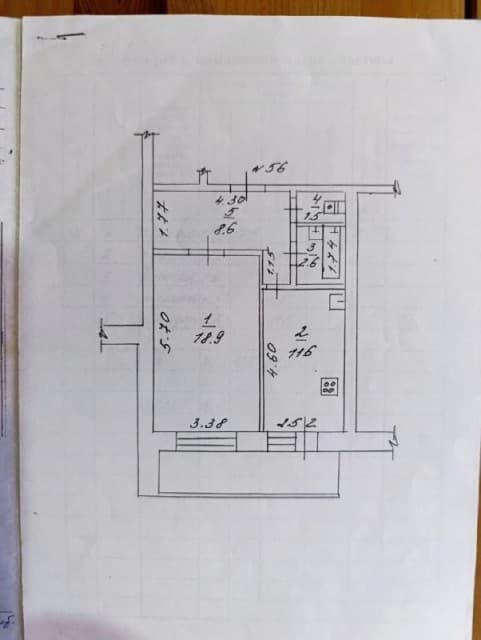 1 комн., 43 м², Блочный, Площадь Победы 2