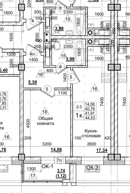 1 комн., 44 м², Инд. планировка, Прометей, ЖК 3