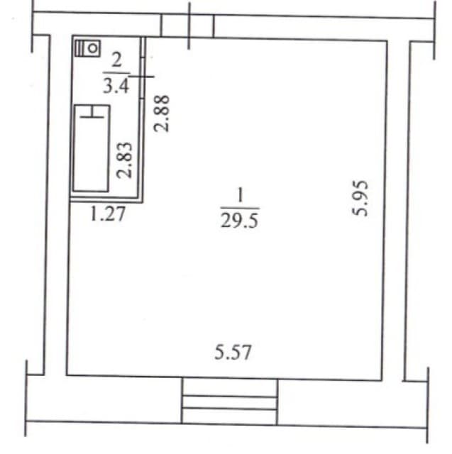 1 комн., 33 м², Блочный, Авиапорт 13