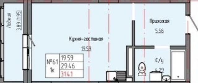 1 комн., 32 м², 112 серия, ДСК 2