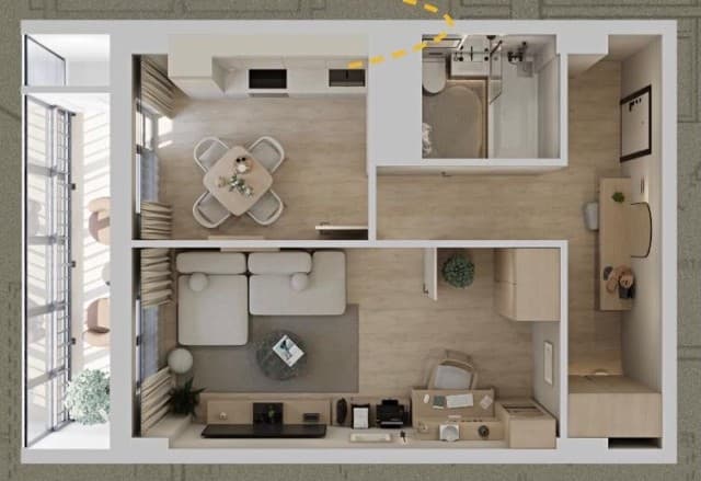 1 комн., 35 м², Монолитно-каркасный, Сайсары 3