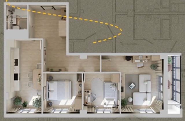 1 комн., 35 м², Монолитно-каркасный, Сайсары 8