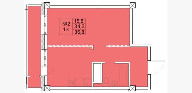 1 комн., 35 м², Монолитно-каркасный, Сайсары 2