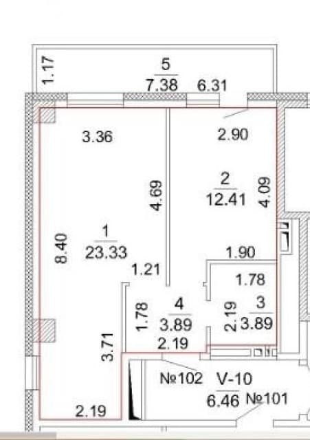 1 комн., 44 м², Монолитно-каркасный, Глазная больница 2
