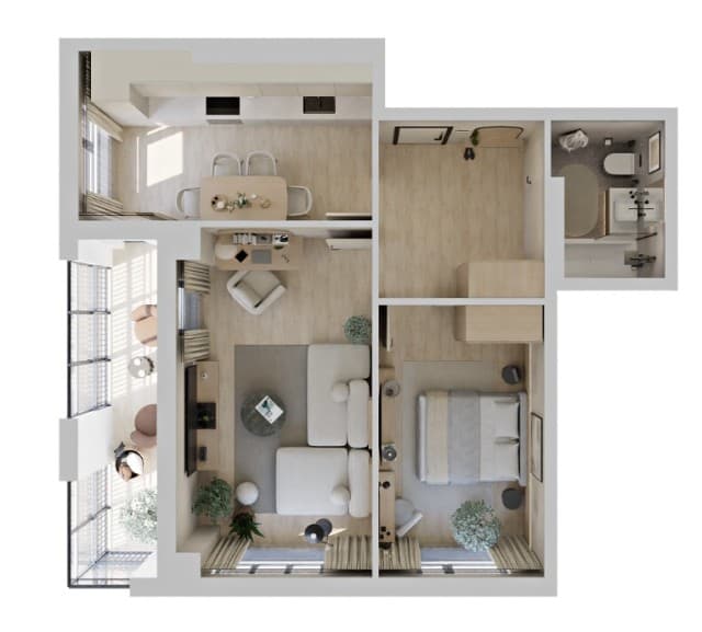 2 комн., 53 м², Монолитно-каркасный, Залог 3