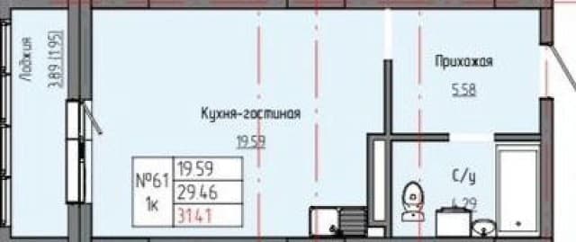 Студия, 31 м², Инд. планировка, Автодорожная 2