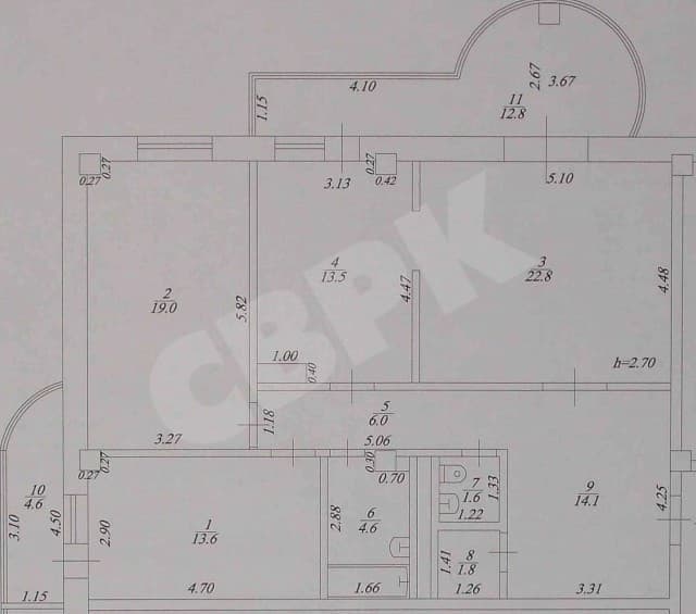 3 комн., 104 м², Монолитно-каркасный, Центр - район пл. Ленина 12