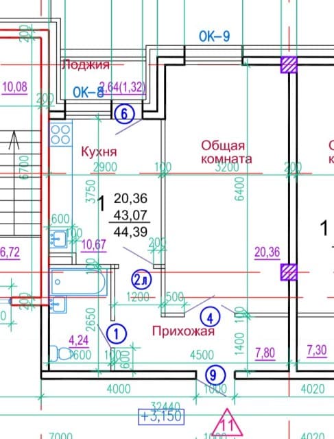 1 комн., 47 м², Монолитно-каркасный, Гимеин 2