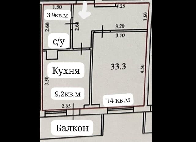 1 комн., 37 м², Монолитно-каркасный, Прометей, ЖК 9