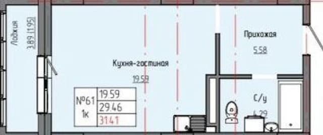 Студия, 31 м², Монолитно-каркасный, ДСК 2
